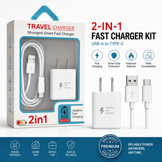 USB-A to USB-C Wall Charger & Cable Kit – Retail Ready | Wholesale