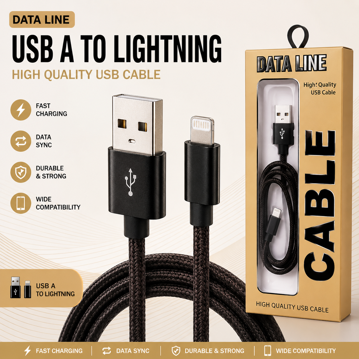 USB-A to LIGHTNING| Cable Kit – Retail Ready | Wholesale
