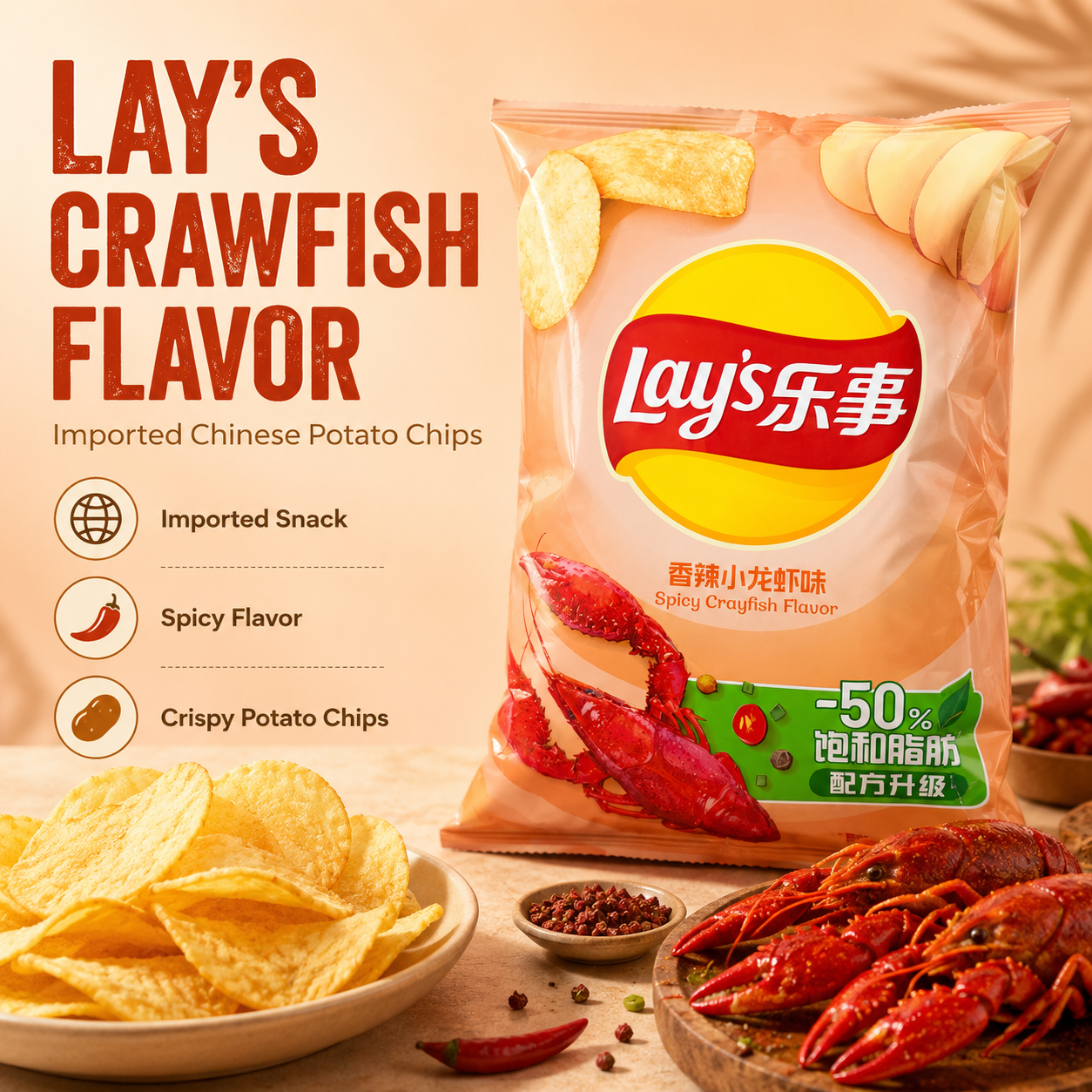 Asian chips ready for sale - Crawfish flavor
